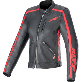 ALPINESTARS Stella Dyno Leather Jacket - Black/Haute Red - Medium 3113924-1346-M