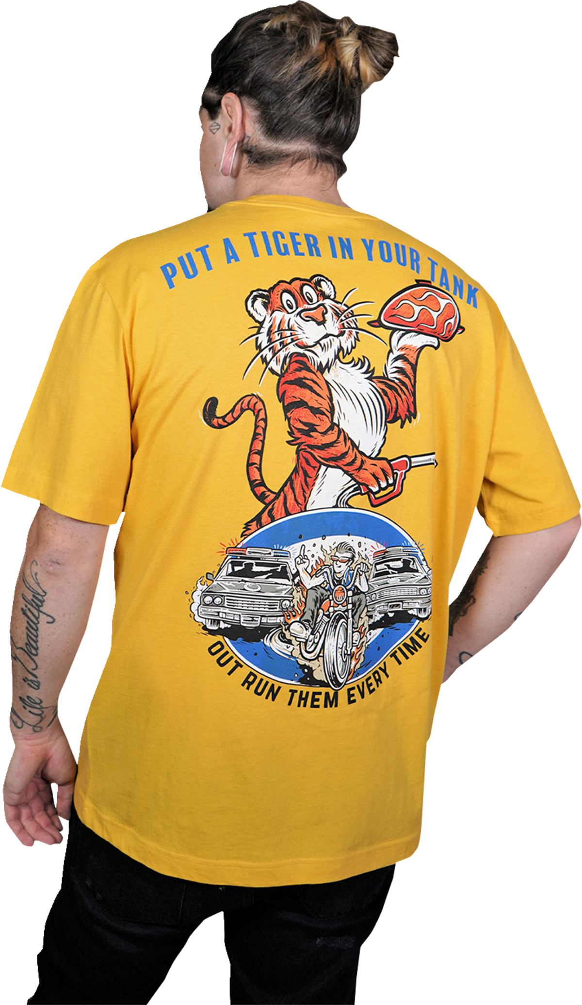 LETHAL THREAT Down-N-Out Tiger in Your Tank - Yellow - Small DT10051S