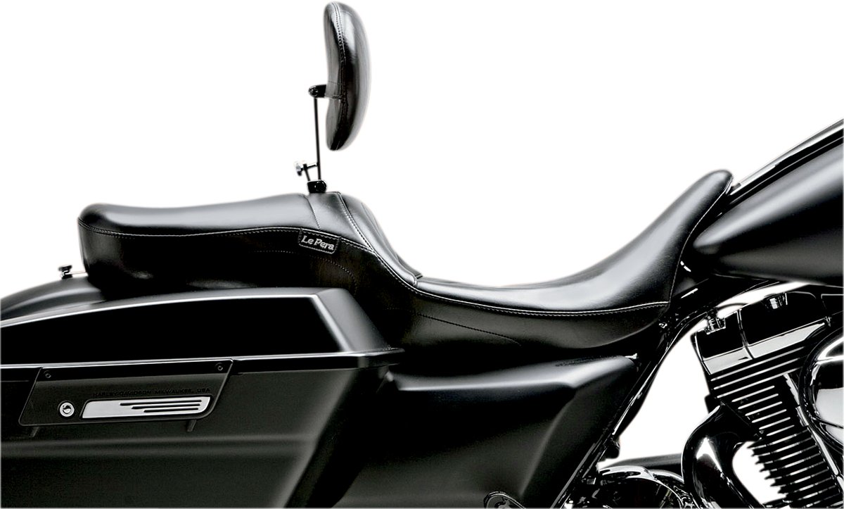 LE PERA Maverick Seat - With Backrest - Smooth - Black - FL '08-'22 LK-957BRS