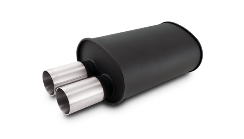 Vibrant Streetpower Flat Blk Muffler 9.5x6.75x15in Body Inlet ID 3in Tip OD 3in w/Dual Straight Tips 12326