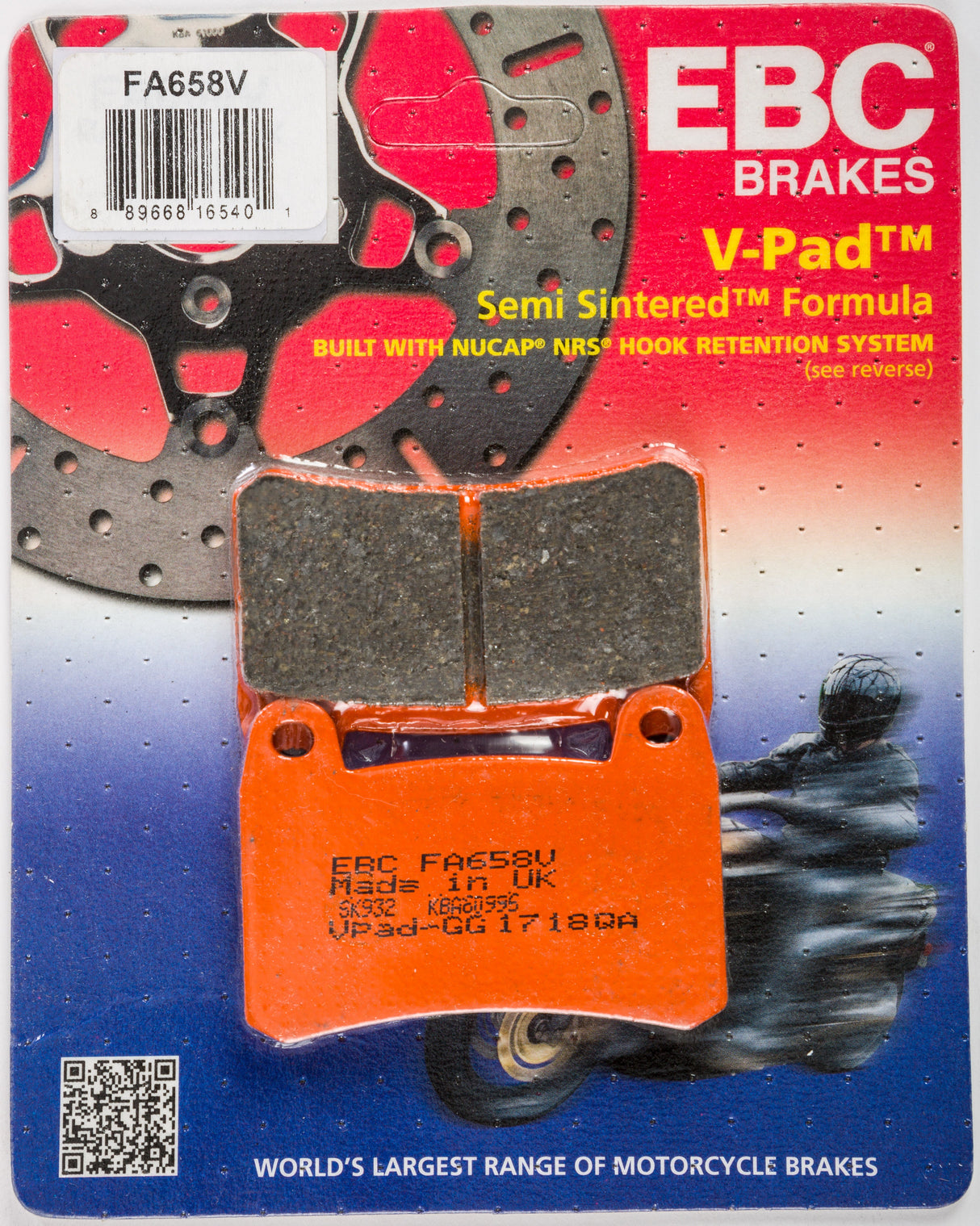 EBC Brake Pads Fa658v Semi-Sintered V Series FA658V