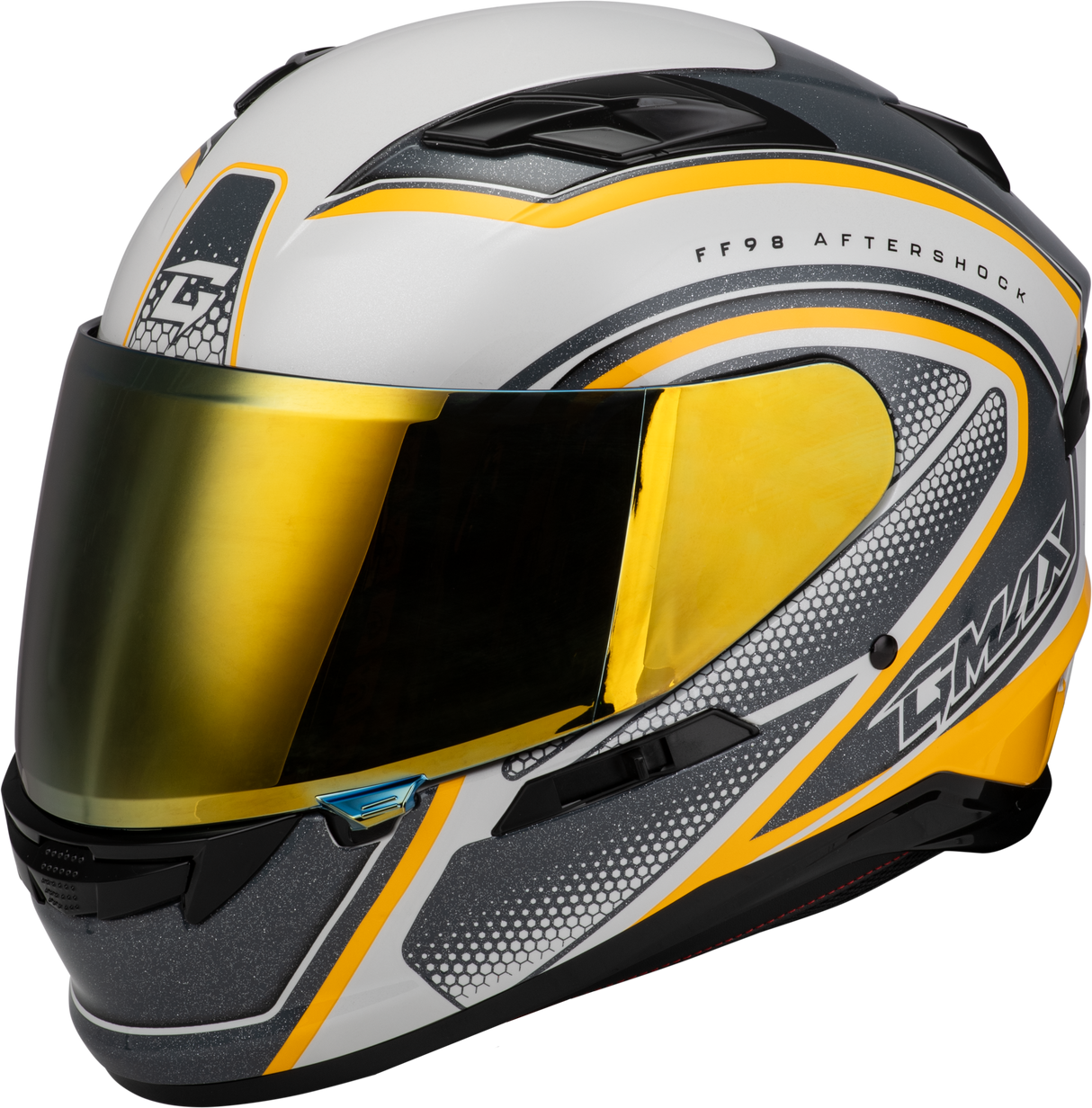 GMAX Ff-98 Aftershock Helmet White/Metallic Silver Md F19841035-ECE