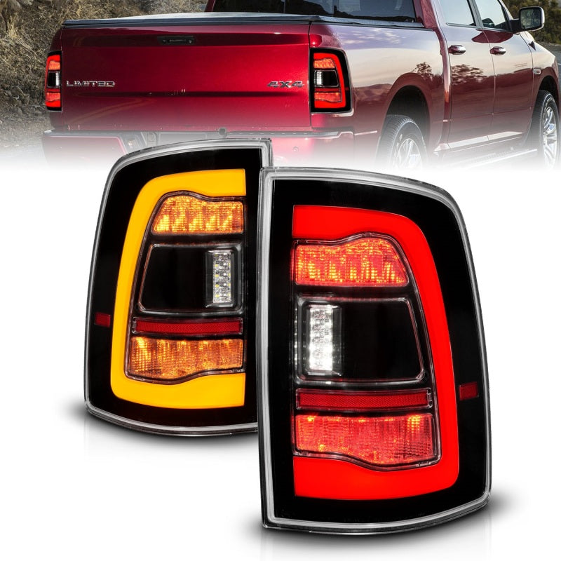 ANZO 09-18 Dodge Ram 1500 Sequential LED Taillights Black w/Switchback Amber Signal 311471