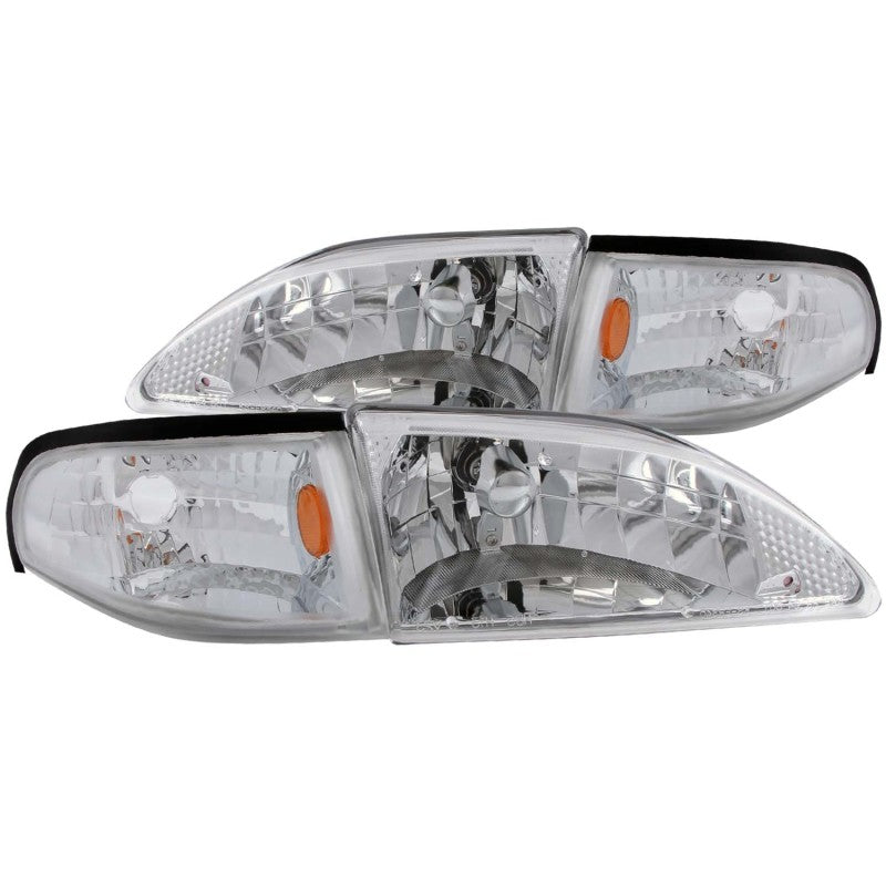 ANZO 1994-1998 Ford Mustang Crystal Headlights Chrome 121262