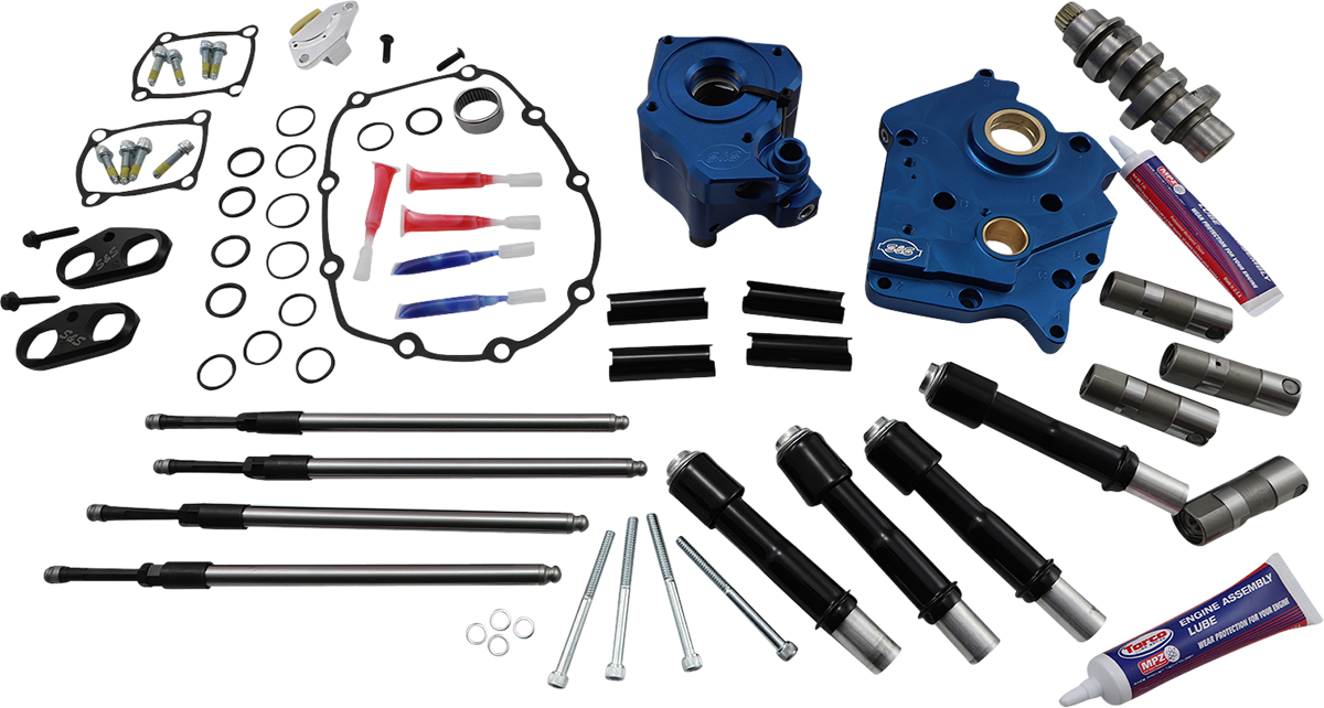 S&S CYCLE Cam Chest Kit with Plate M8 - Chain Drive - Water Cooled - 465 Cam - Black Pushrods 310-1007B