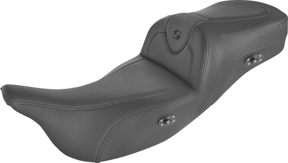 SADDLEMEN Heated RoadSofa Seat - Without Backrest - Black w/Black Stitching - Trikes 808-07B-187THCT