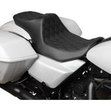 DRAG SPECIALTIES  Predator III 2-Up Seat - Double Diamond - Black Stitching - FLT/FLH '23-'24 0801-1931