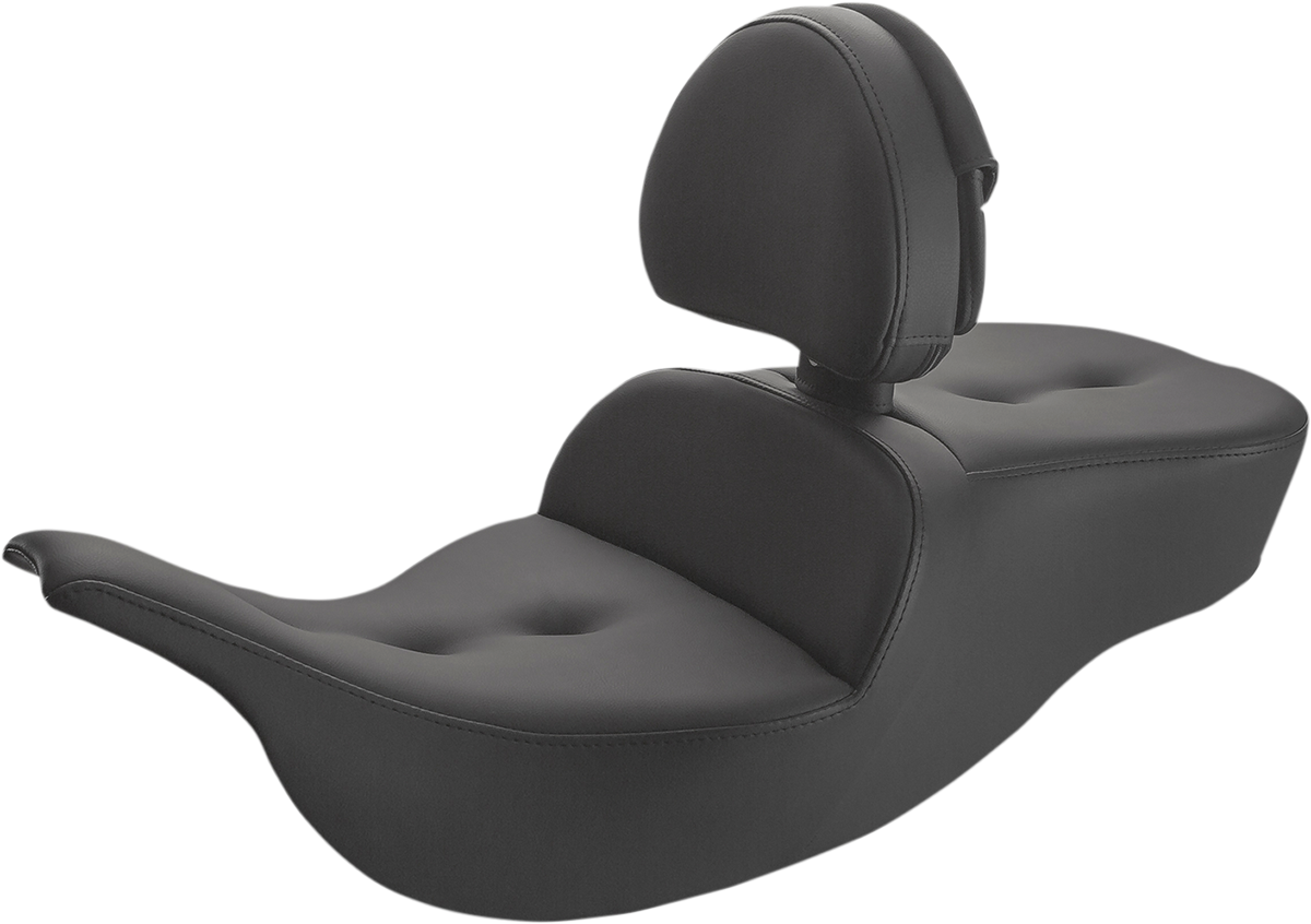 SADDLEMEN Roadsofa Pillow Top Seat - With Backrest - Black 897-07-181BR