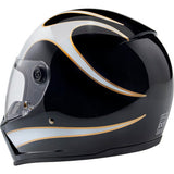 BILTWELL Lane Splitter Helmet - Gloss Black/White Flames - XS 1004-570-501