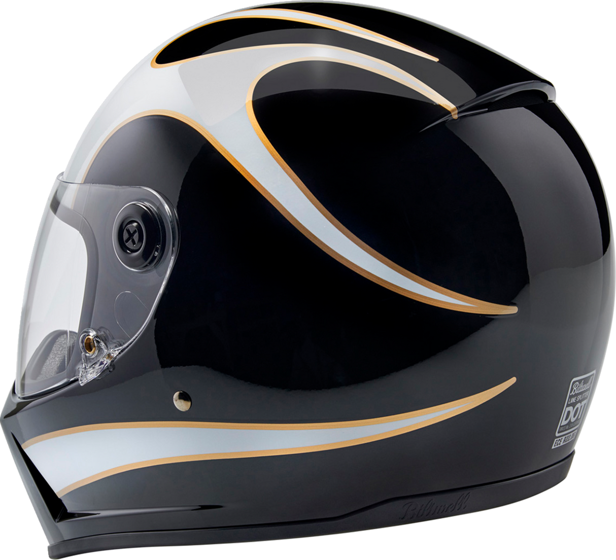 BILTWELL Lane Splitter Helmet - Gloss Black/White Flames - 2XL 1004-570-506