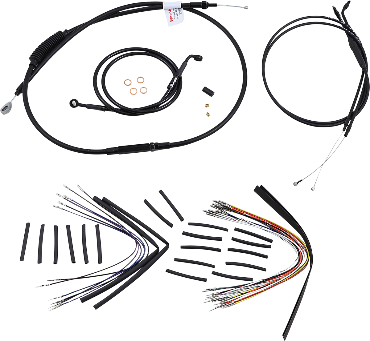 BURLY BRAND Cable Kit - Jail Bar - 12" Handlebars - Black Vinyl B30-1136