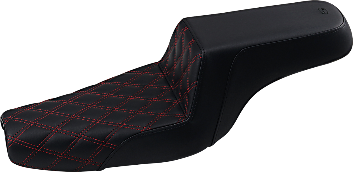 SADDLEMEN Step-Up Seat - Front Lattice Stitch/With Red Stitching - Black - XL 807-11-172RD