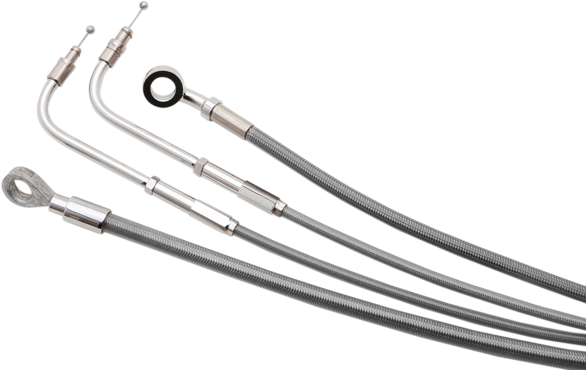 BURLY BRAND Handlebar Cable/Brake Line Kit - Complete - 14" Ape Hanger Handlebars - Stainless Steel B30-1152