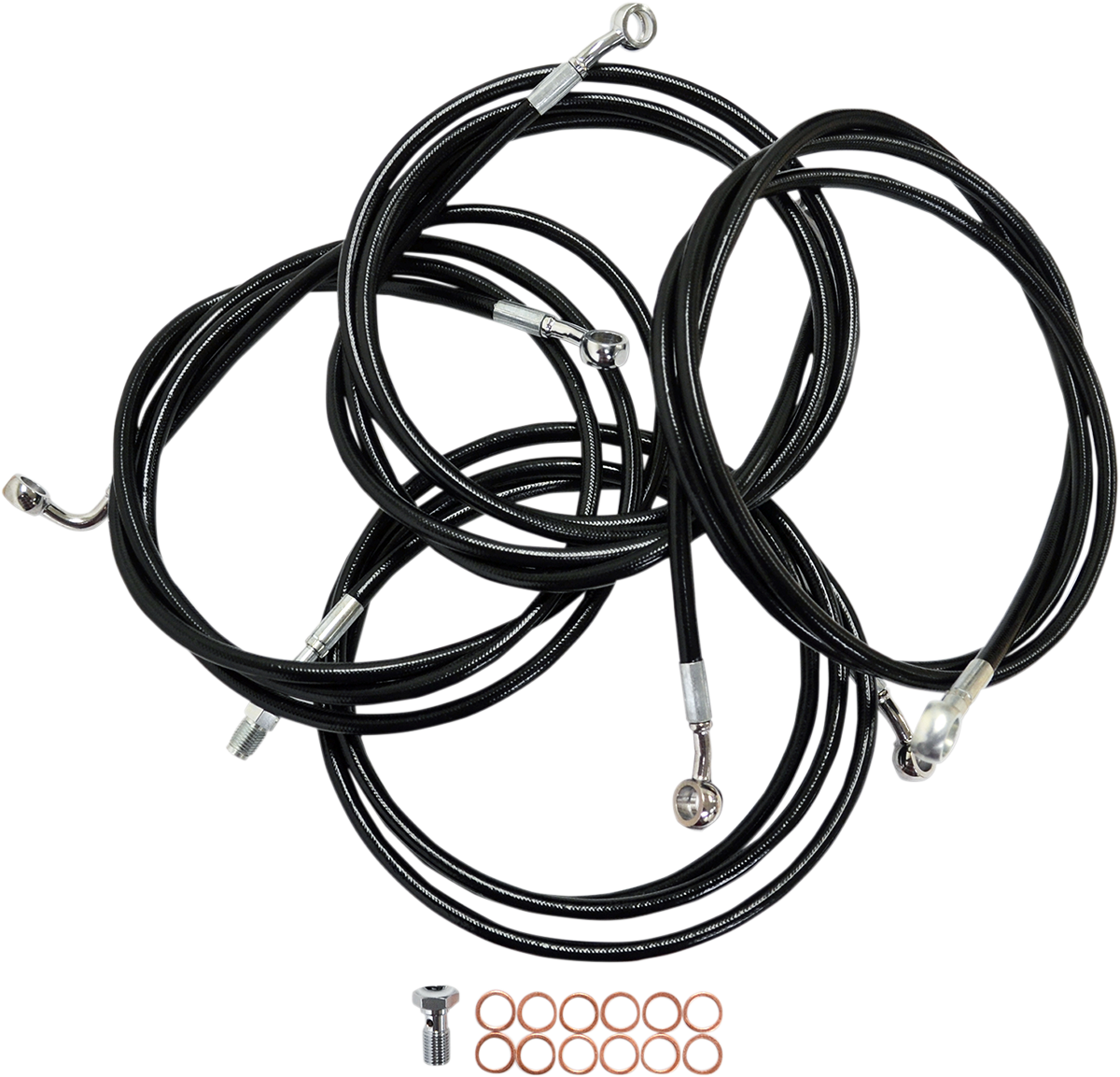 LA CHOPPERS Handlebar Cable/Brake Line Kit - 18" - 20" Ape Hanger Handlebars - Black Vinyl LA-8052KT-19B