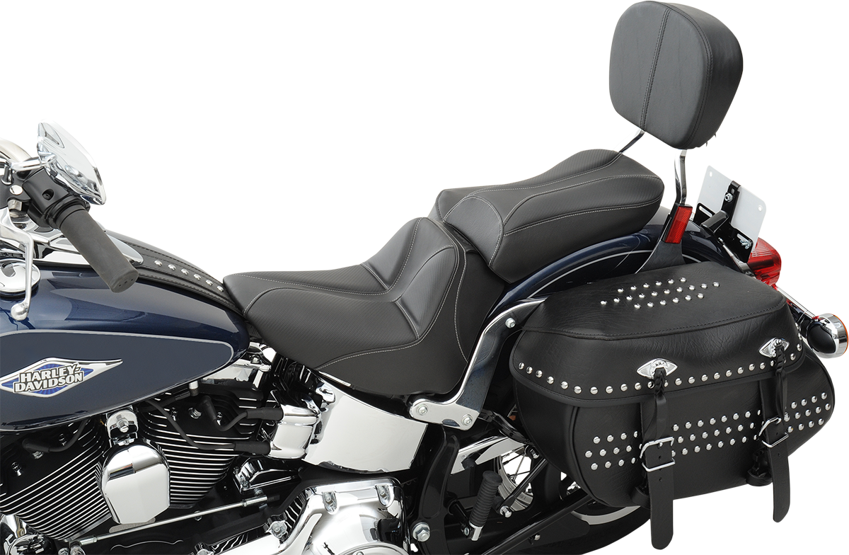 SADDLEMEN Dominator Solo Seat - Stitched - Black w/ Gray Stitching - FLSTC/N '06-'17 806-15-0042