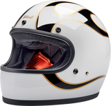 BILTWELL Gringo Helmet - Flames - White/Black - XS 1002-561-501