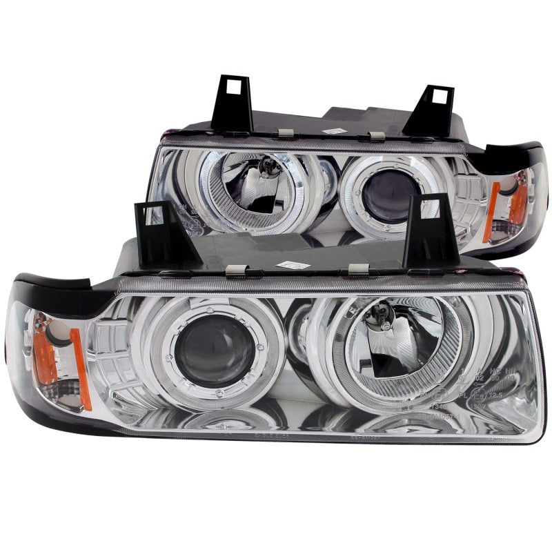 ANZO 1992-1998 BMW 3 Series E36 Projector Headlights w/ Halo Chrome G2 1 pc 121326