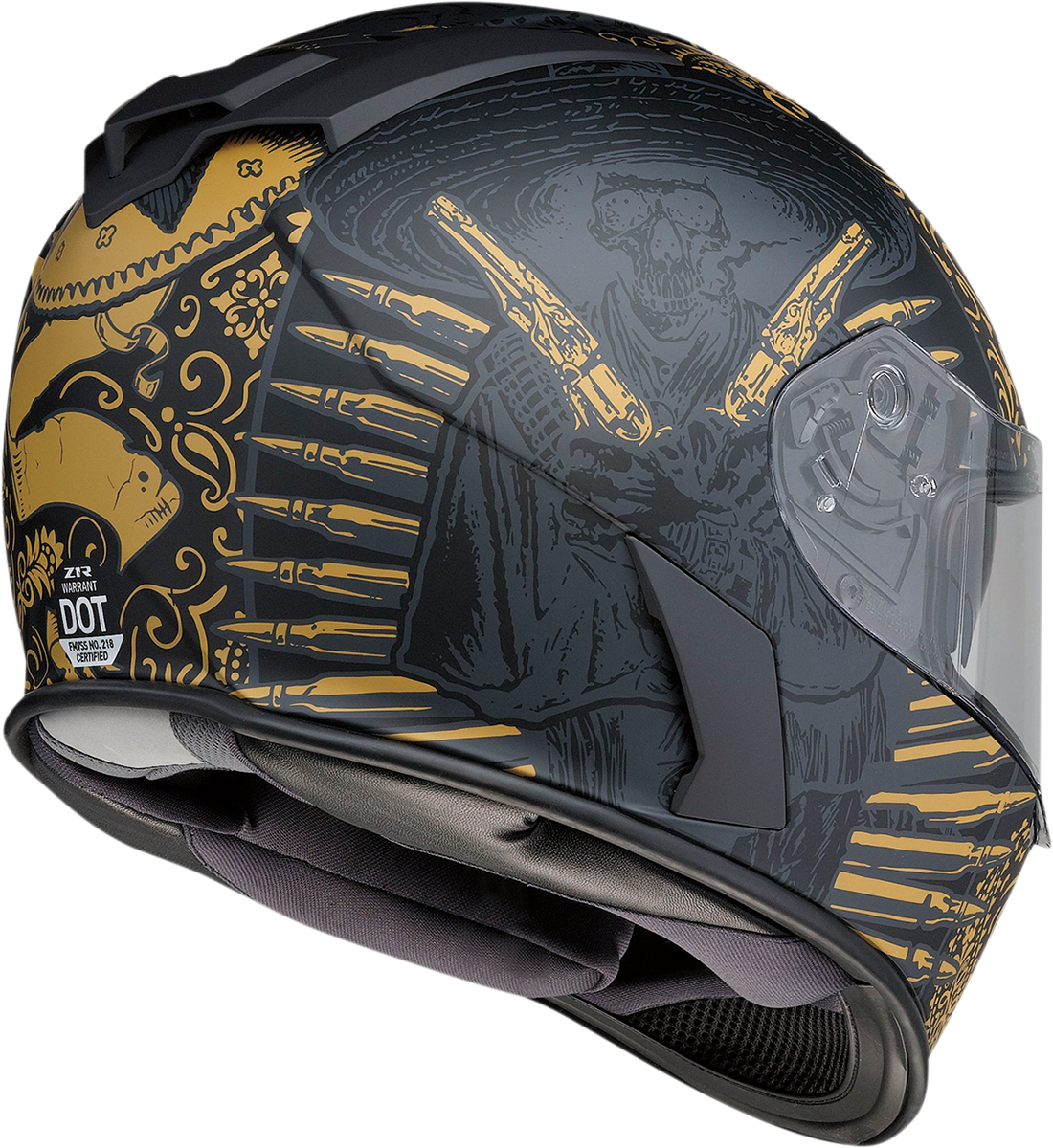 Z1R Warrant Helmet - Sombrero - Black/Gold - XS 0101-14170