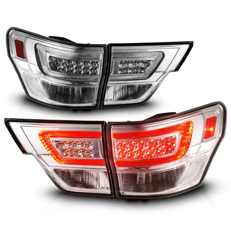 ANZO 11-13 Jeep Grand Cherokee LED Taillights w/ Lightbar Chrome Housing/Clear Lens 4pcs 311441