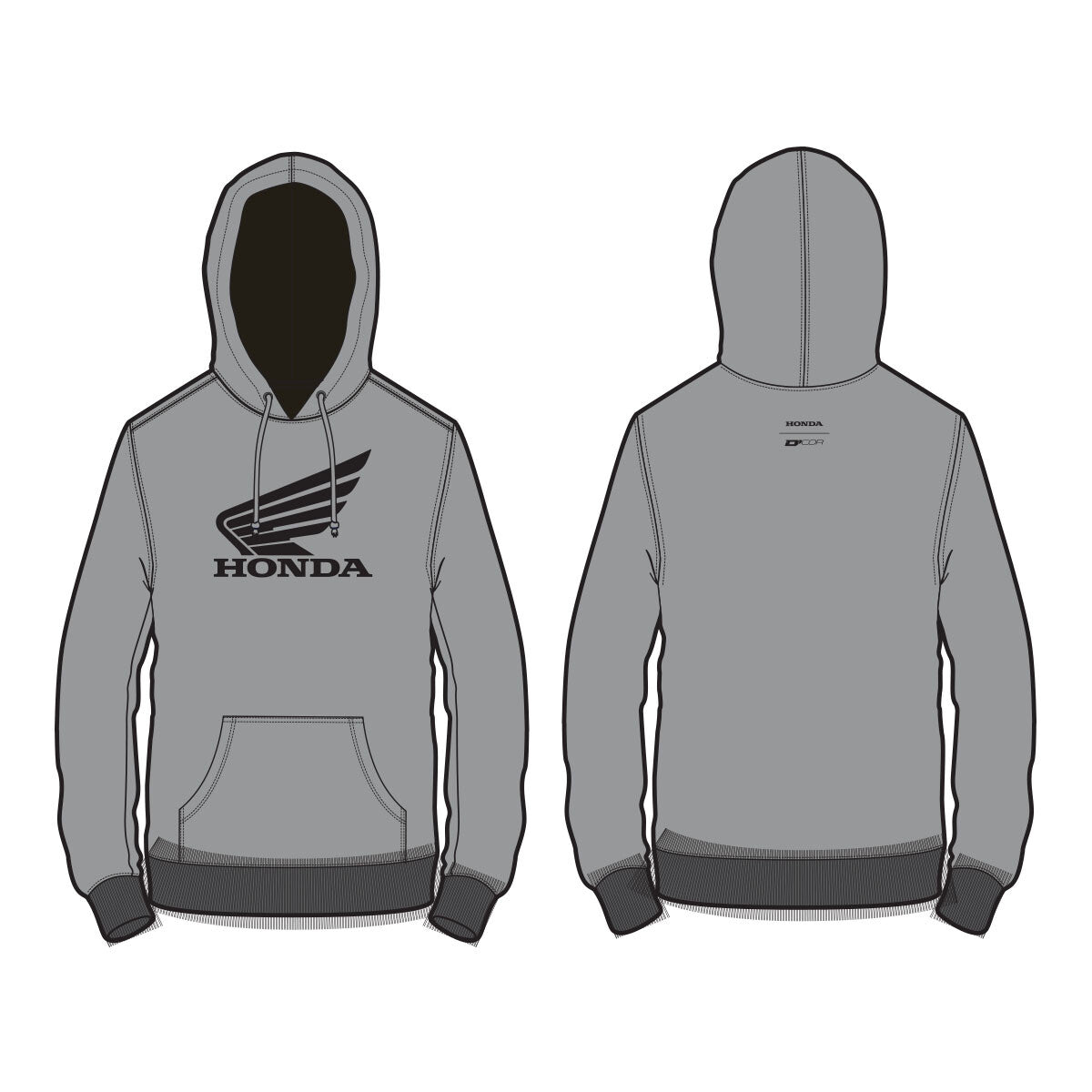 D-COR Honda Wing Sweatshirt Grey Md 85-204-2