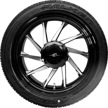 COASTAL MOTO Hurricane 3D Rear Left Wheel - Black Cut (18") | Falken Tire (215/45ZR18) PKG-HURL-187T-BM