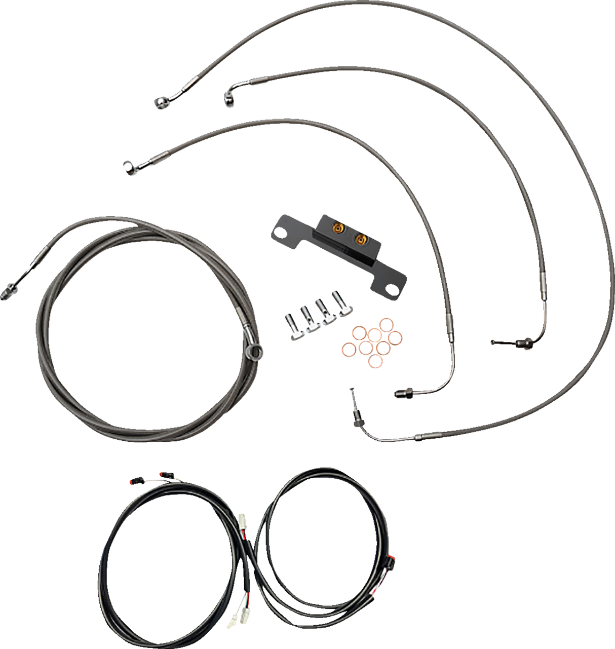 LA CHOPPERS Cable Kit - Stock Ape Hanger Handlebars - ABS - Stainless LA-8056KT3-08