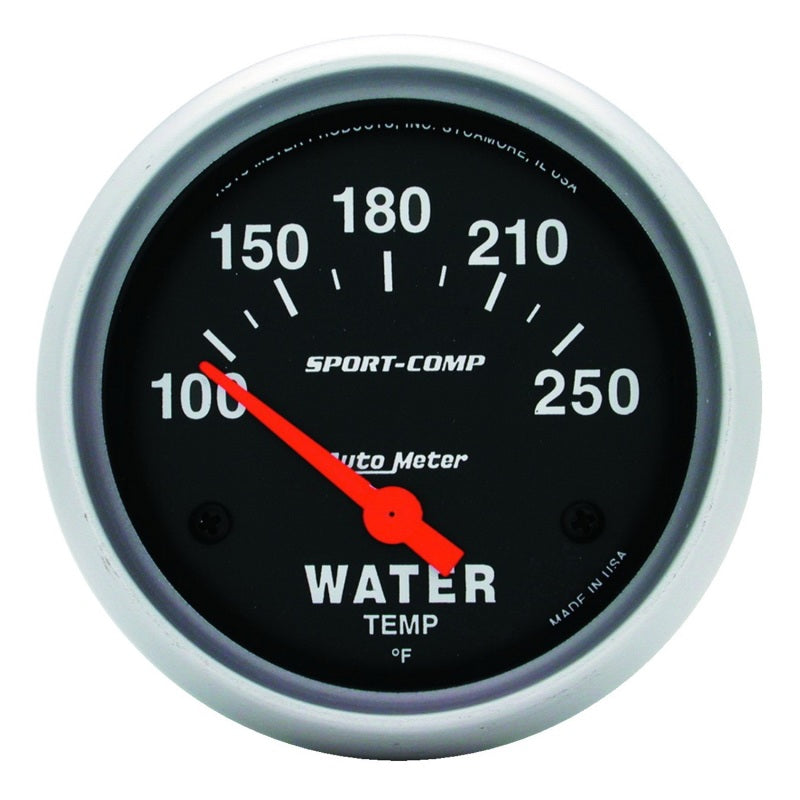 Autometer Sport-Comp 66.7mm 100-250 Deg F Short Sweep Electronic Water Temperature Gauge 3531