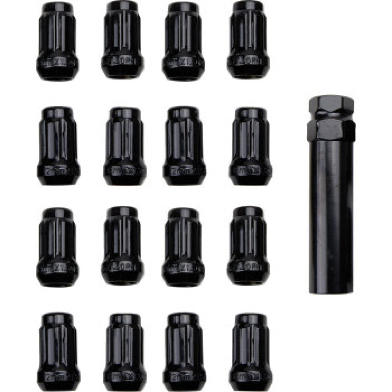 ITP Lug Nuts (Box of 16) w/ Key - 12x1.5 Splined 60 Deg Taper - Black BLUG20BX