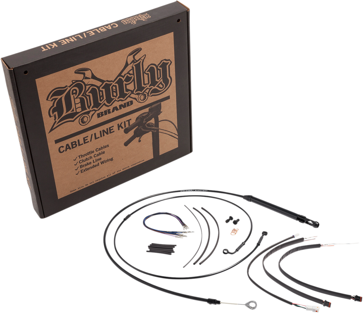 BURLY BRAND Cable Kit - Jail Bar - 14" Handlebars - Black Vinyl B30-1258