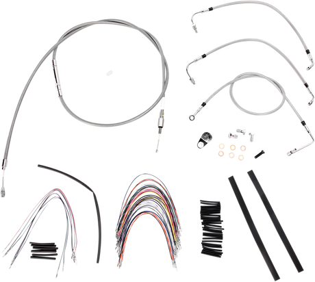 BURLY BRAND Handlebar Cable/Brake Line Kit - Complete - 18" Ape Hanger Handlebars - Stainless Steel B30-1093