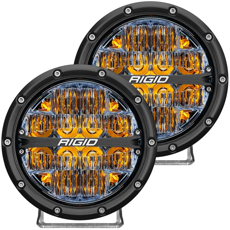 Rigid Industries 360-Series 6in LED Off-Road Drive Beam - Amber Backlight (Pair) 36206