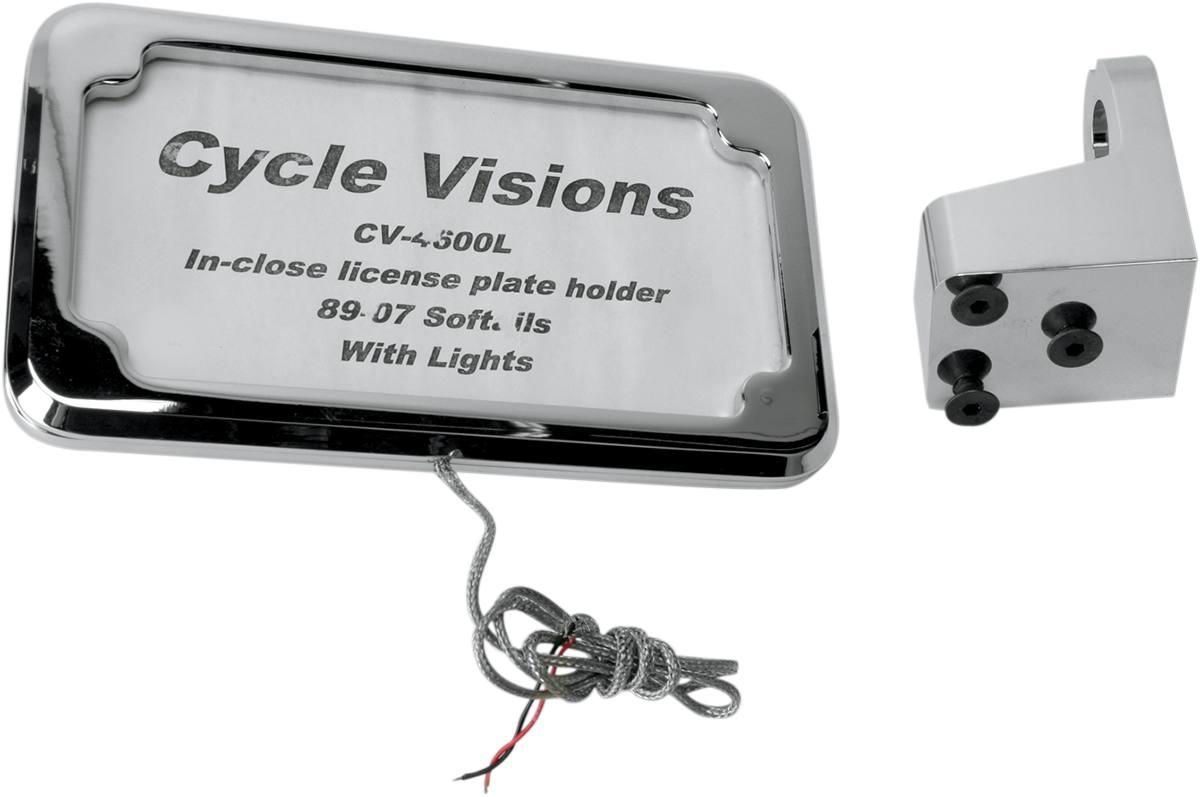 CYCLE VISIONS Vertical License Plate Mount with Light - '86-'07 ST - Chrome CV-4600L