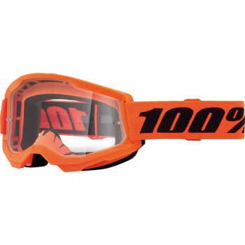 100% Strata 2 Junior Goggle - Neon Orange - Clear 50031-00009