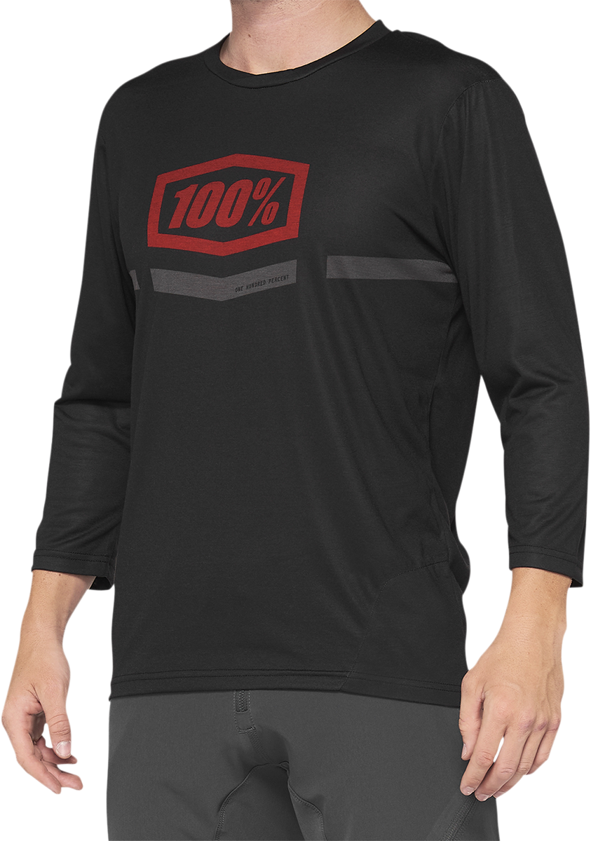 100% Airmatic 3/4 Sleeve Jersey - Black/Red - Small 40018-00005