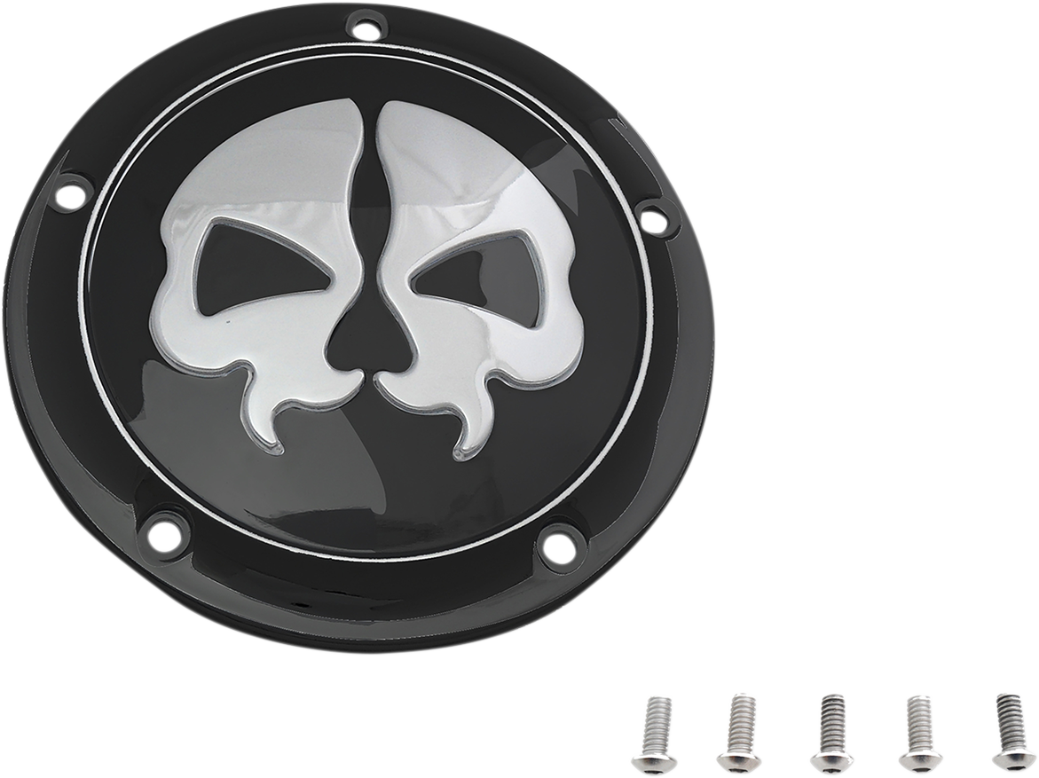 DRAG SPECIALTIES Split Skull Derby Cover - Black - 5-Hole 78043B