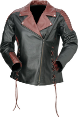 Z1R Women's Combiner Leather Jacket - Black/Red - Large 2813-1012