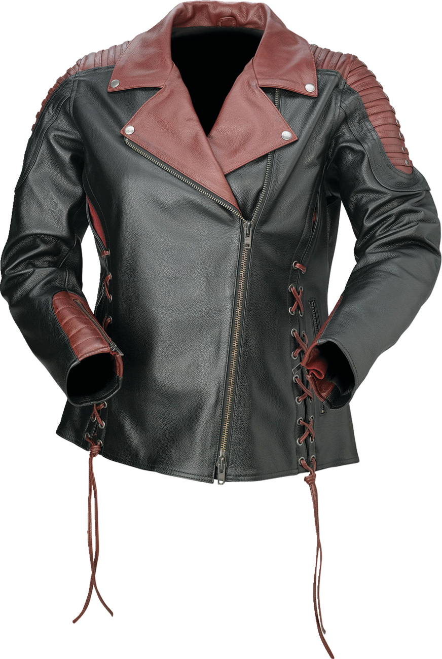 Z1R Women's Combiner Leather Jacket - Black/Red - 2W 2813-1015