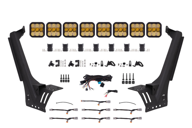 Diode Dynamics Jeep JL SS5 Pro CrossLink Windshield - Yellow Combo Lightbar Kit