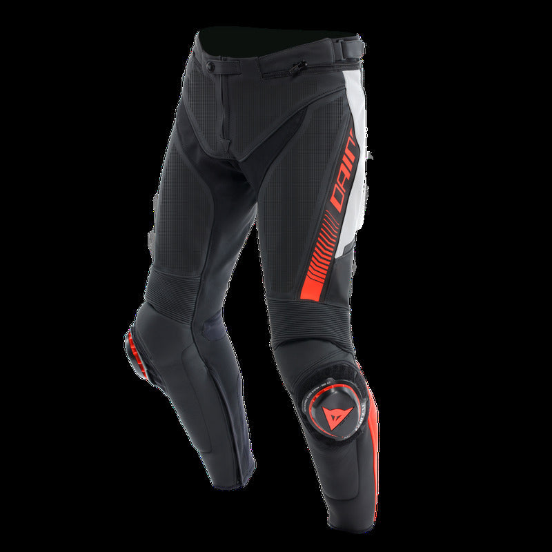 Dainese Super Speed Perforated Leather Pants Black/White/Red-Fluorescent Size - 46 2015500007-N32-46