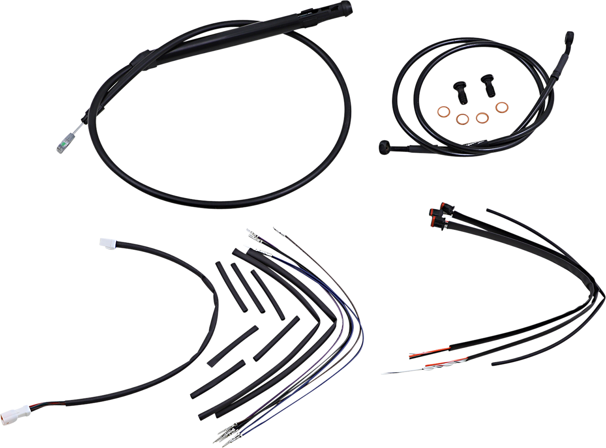 BURLY BRAND Cable Kit - Jail Bar - 14" Handlebars - Black Vinyl B30-1258