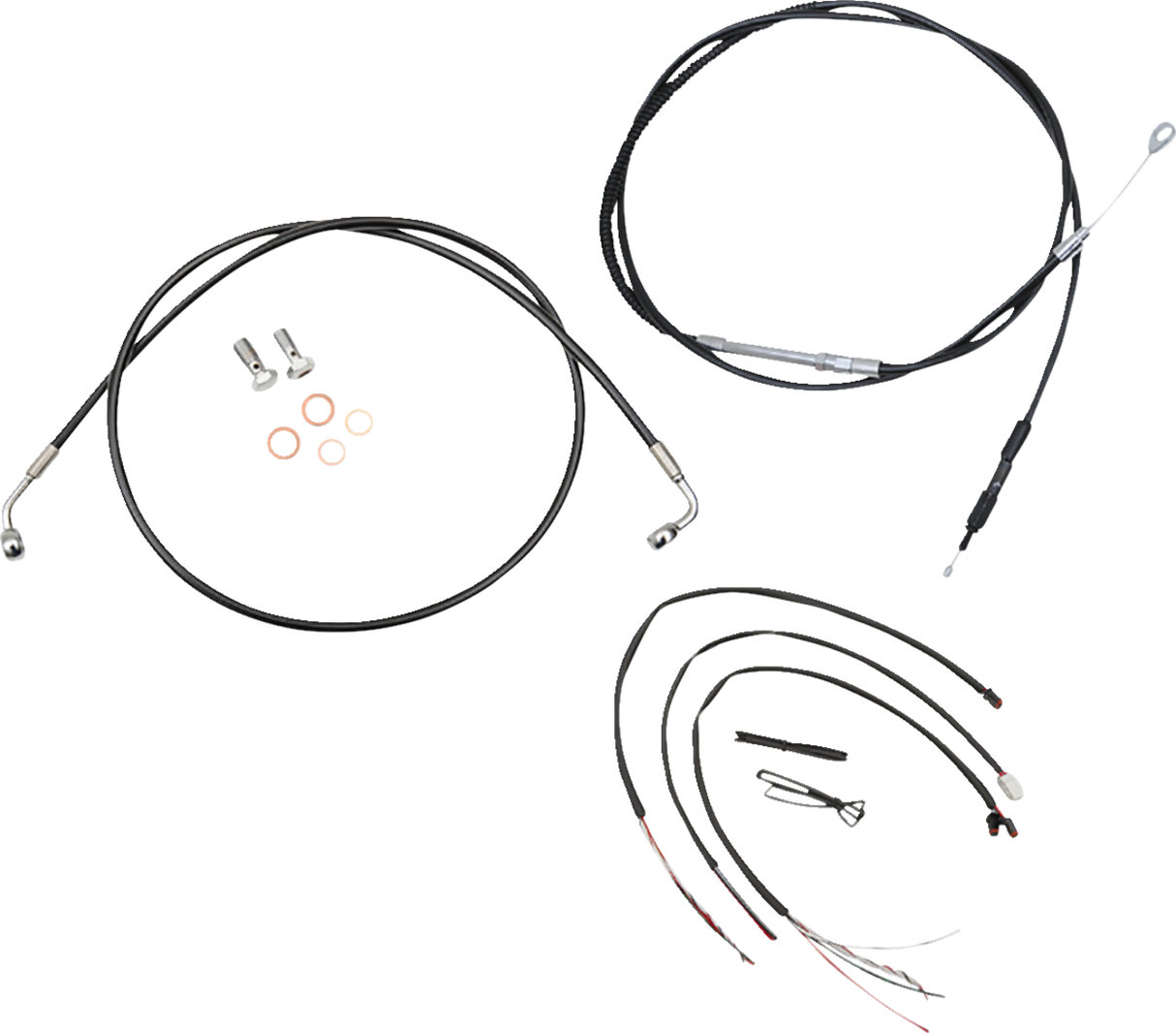 LA CHOPPERS Handlebar Cable/Brake Line Kit- Quick Connect - Complete - 12" - 14" Ape Hanger Handlebars - Black LA-8156KT2-13B