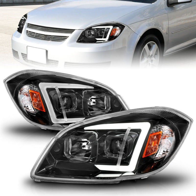 ANZO 05-10 Chevrolet Cobalt / 07-10 Pontiac G5 LED Projector Headlights w/ Seq Black Housing 121573