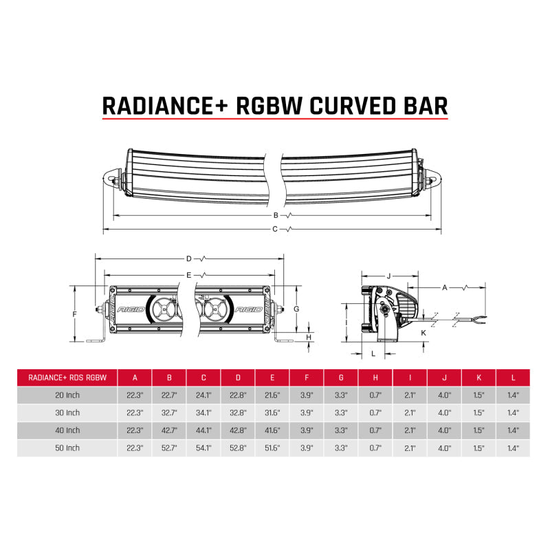 Rigid Industries Radiance+ Curved 50in. RGBW Light Bar 350053