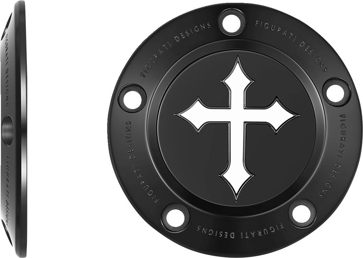 FIGURATI DESIGNS Timing Cover - 5 Hole - Cross - Black FD41-TC-5H-BLK