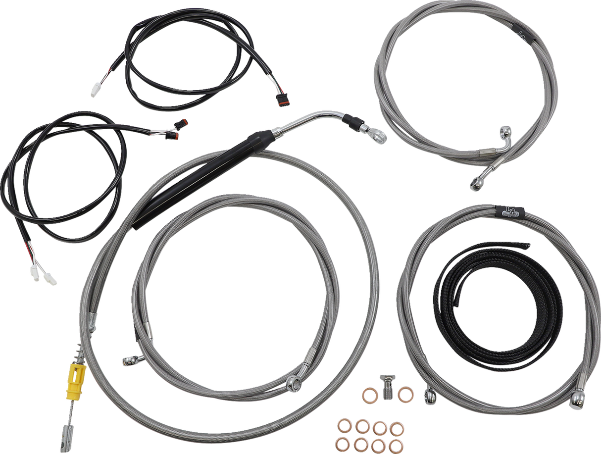 LA CHOPPERS Cable Kit - 15" - 17" Ape Hanger Handlebars - ABS - Stainless LA-8056KT3-16