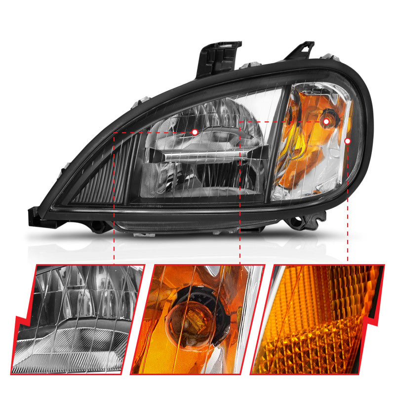 ANZO 1996-2013 Freightliner Columbia LED Crystal Headlights Black Housing w/ Clear Lens (Pair) 131028