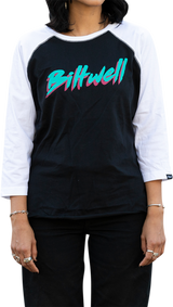 BILTWELL Women's 1985 Raglan T-Shirt - Black/White - XL 8144-060-005