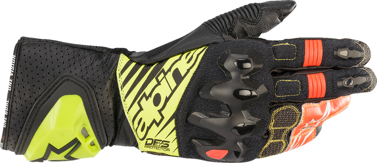 ALPINESTARS GP Tech V2 S Gloves - Black/Fluo Yellow/White/Fluo Red - Small 3556422-1503-S