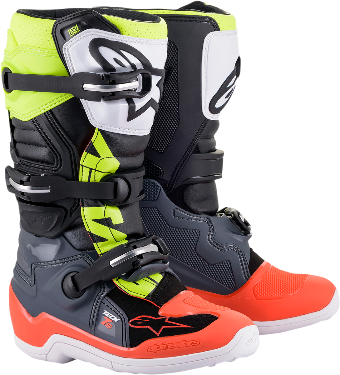 ALPINESTARS Youth Tech 7S Boots - Black/Gray/Red/White/Yellow - US 7 2015017-9058-7