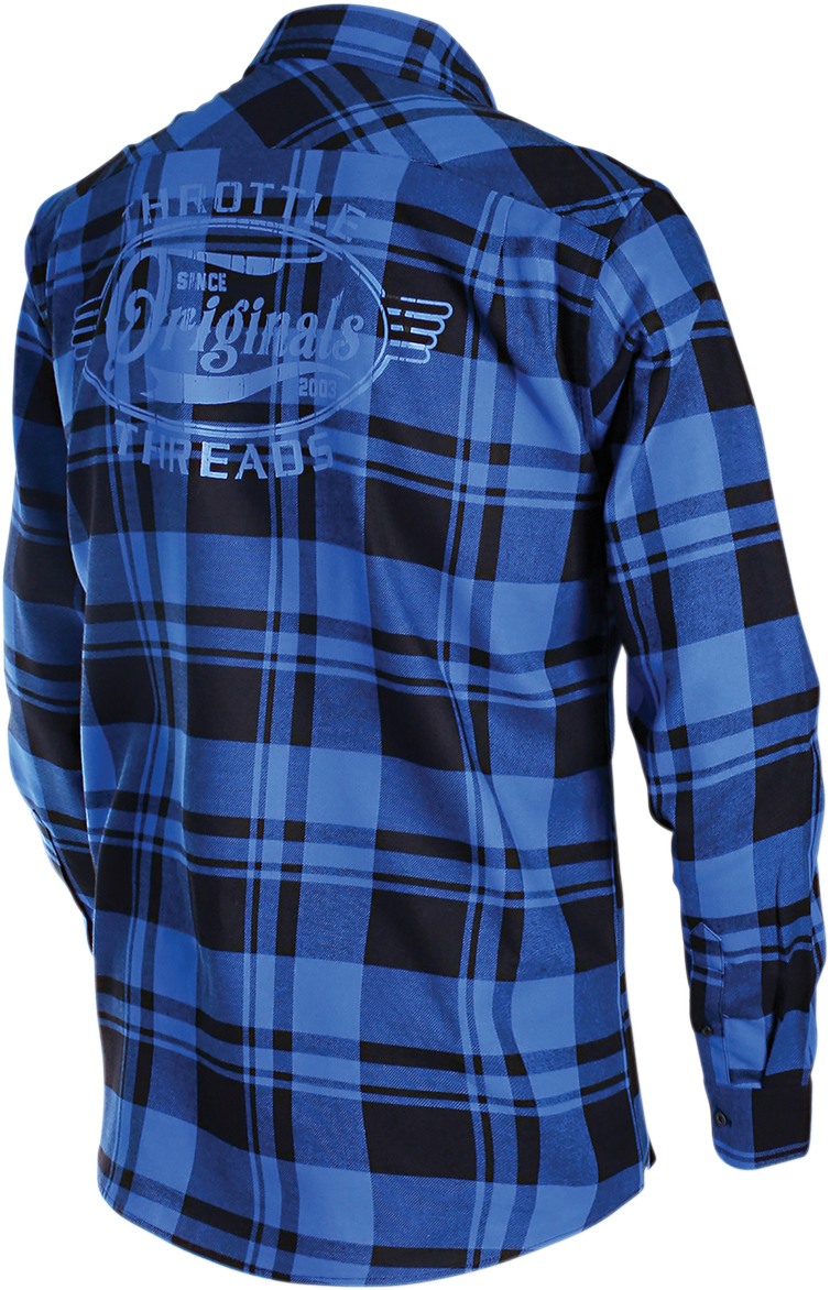 THROTTLE THREADS Long-Sleeve Flannel Shirt - Blue/Black - Small TT635S68BLSR